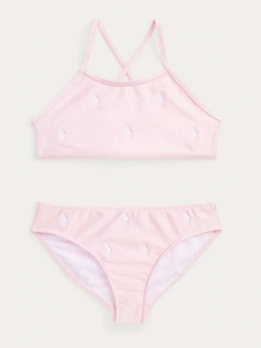 Polo Ralph Lauren Light Pink Embroidered Bandeau Bikini Set